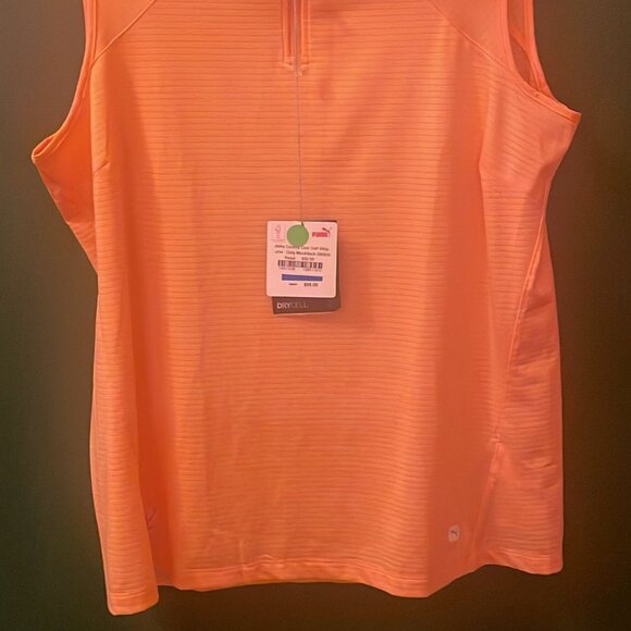 Puma Sleeveless Orange Golf Top - Lightweight & Breathable - Picture 5 of 5